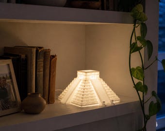 Chichen Itza Pyramid Plug-In Lamp | Dimmable, LED Light | Three Color Temperatures