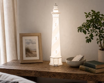 Cape Hatteras Lighthouse Plug-In Lamp | Dimmable LED Light | 15 Inches Tall