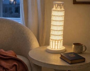 Leaning Tower of Pisa Plug-In Lamp | Dimmable LED Light | Detailed 18-Inch Tall Replica