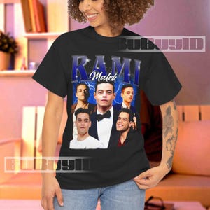Rami Malek Tee Vintage Bootleg T-Shirt – Retro 90s Aesthetic, Iconic Movie Star, Graphic Design, Y2K Fashion, Handmade Gift for Fans