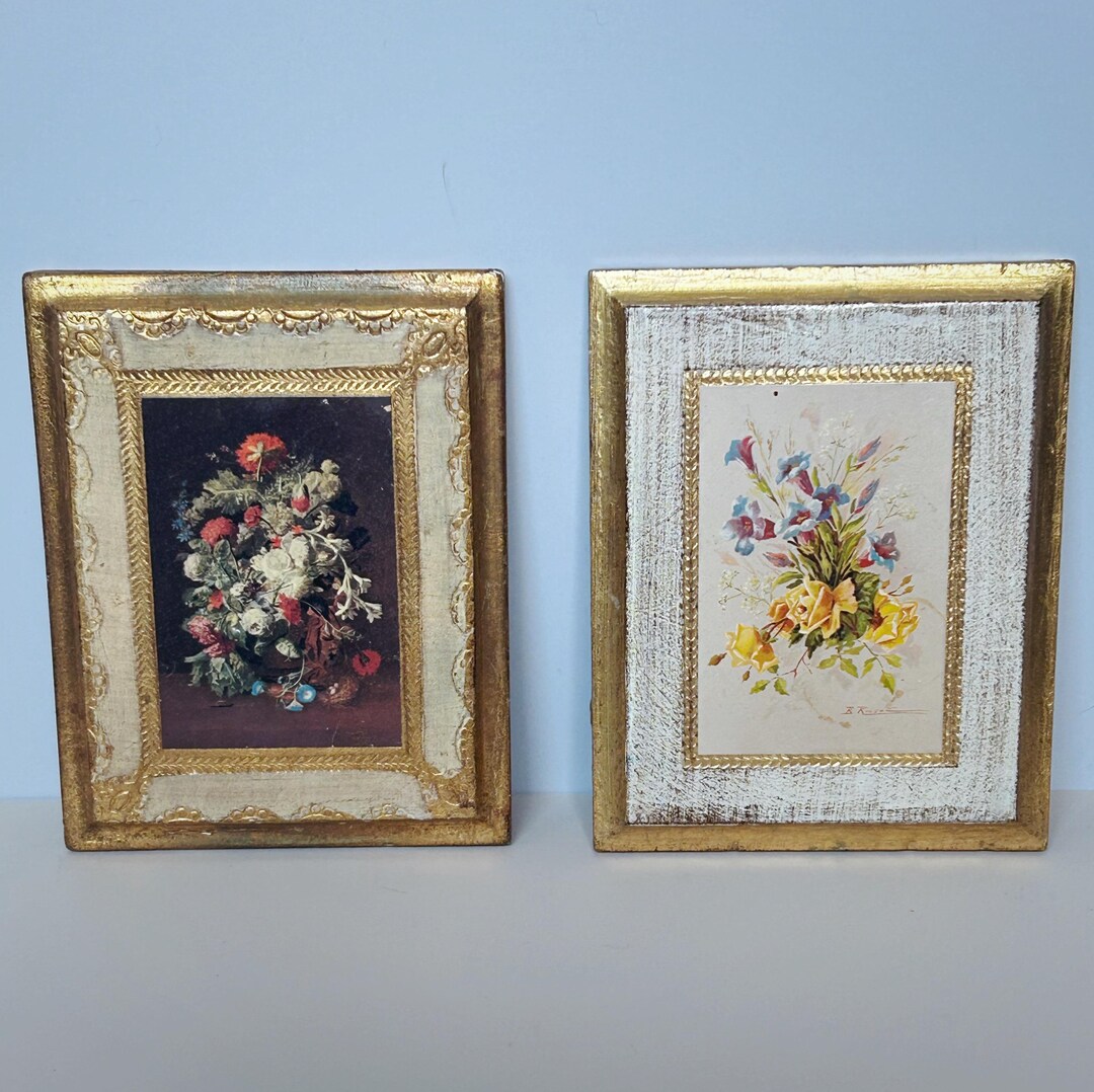 Vintage Florentine Small Wooden Floral Wall Plaques Set of Twomade in ...