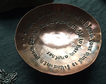 peace and love - warm copper offering bowl with small mat