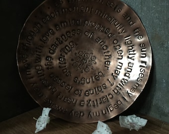 realizzato su ordinazione - mantra mattutino - ciotola per offerte in rame caldo - 6" con mandala om