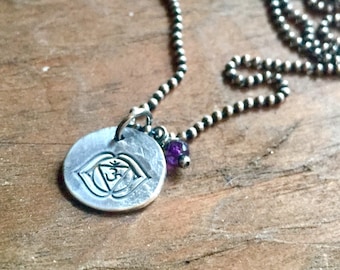 terzo occhio chakra - collana in sterline riciclata opaca