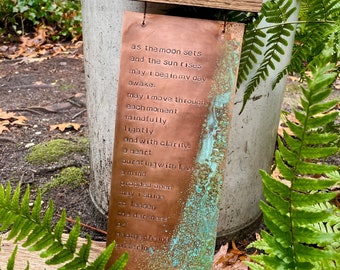 fatto su ordinazione - mantra del mattino - targa da parete in rame