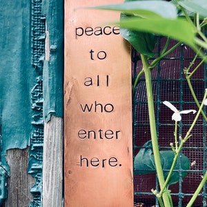 peace to all who enter here 7 warm copper passages plaque vertical orientation image 2