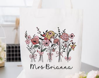 Teacher Appreciation Gift Tote Bag Canvas Custom Teacher Gift Personalized School Bag Gifted Teacher Tote Reusable Bag School Campus Bag