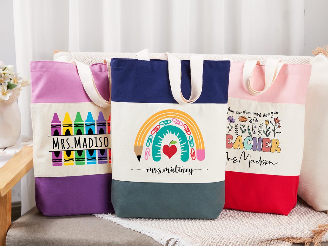 Personalized Teacher Name Tote Bag, Custom Teacher Tote,teacher Gift ...