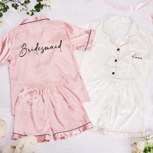 Bridesmaid Pajamas,Matching Bridesmaid PJs,Bridal Pajamas,Personalized Bachelorette Party Gifts for Her Bridesmaid Pajamas SET of 4 5 6 7