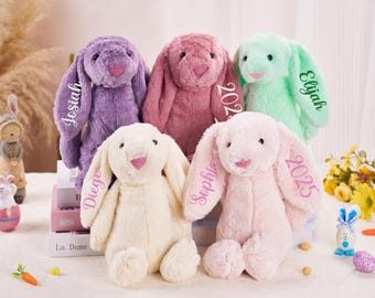 Personalized Plush Bunny Rabbit,Embroidered Bunny Rabbit,Monogrammed Bunny Soft Plush Toy,Newborn Baby Gifts,Easter Gift for kids boys girls