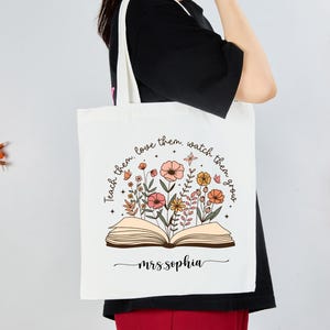 Sac fourre-tout personnalisé en remerciement du professeur, Sac cadeau personnalisé pour le professeur, Cadeau de remerciement pour le professeur, Cadeau du nom du professeur, Sac fourre-tout en toile pour le campus