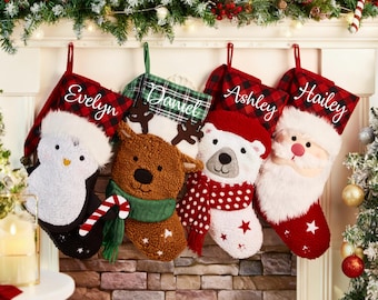 3D Christmas Stocking Personalized Plush Family Stockings Monogram Holiday Decoration Christmas Gifts