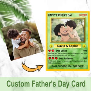 Personalized Father's Day Anime Card,Fathers Day Gift From Kids,Game Dad Gift,Custom Photo Trading Anime Card,Gamer Husband Gift,New Dad