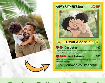 パーソナライズされた父の日アニメカード、子供からの父の日ギフト、ゲーム好きのお父さんへのギフト、カスタム写真トレーディングアニメカード、ゲーマーの夫へのギフト、新米パパへのギフト
