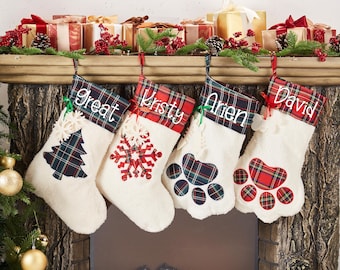 Personalized Dog Stocking For Christmas Dog Paw Print Dog Stocking Monogram Stocking Dog Owner Gift Stocking For Pets Custom Christmas Gift
