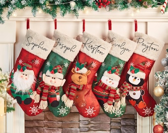 3Dクリスマスストッキング パーソナライズされたストッキング 名前入りファミリーストッキング モノグラム ホリデークリスマスストッキング クリスマスギフト クリスマスデコレーション