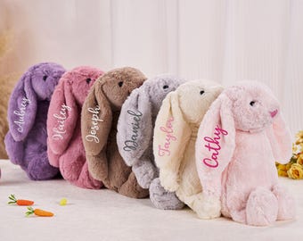 Custom Embroidered Easter Bunny Rabbit,Monogram Name Bunny Personalized,Newborn Baby Gift,Baby Shower Gift,Plush Bunny,Easter Gift For Kid