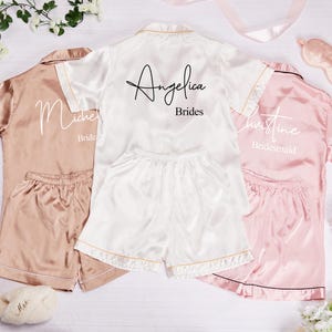 Bridesmaid Pajamas Set of 5,6,7,Bridesmaids Matching PJs,Satin Pyjama Set,Bridal Shower Gift For Her Personalized Bridesmaids Gifts Proposal