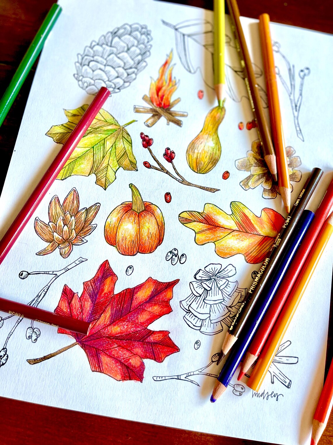 Autumn Essentials Coloring Page - Etsy