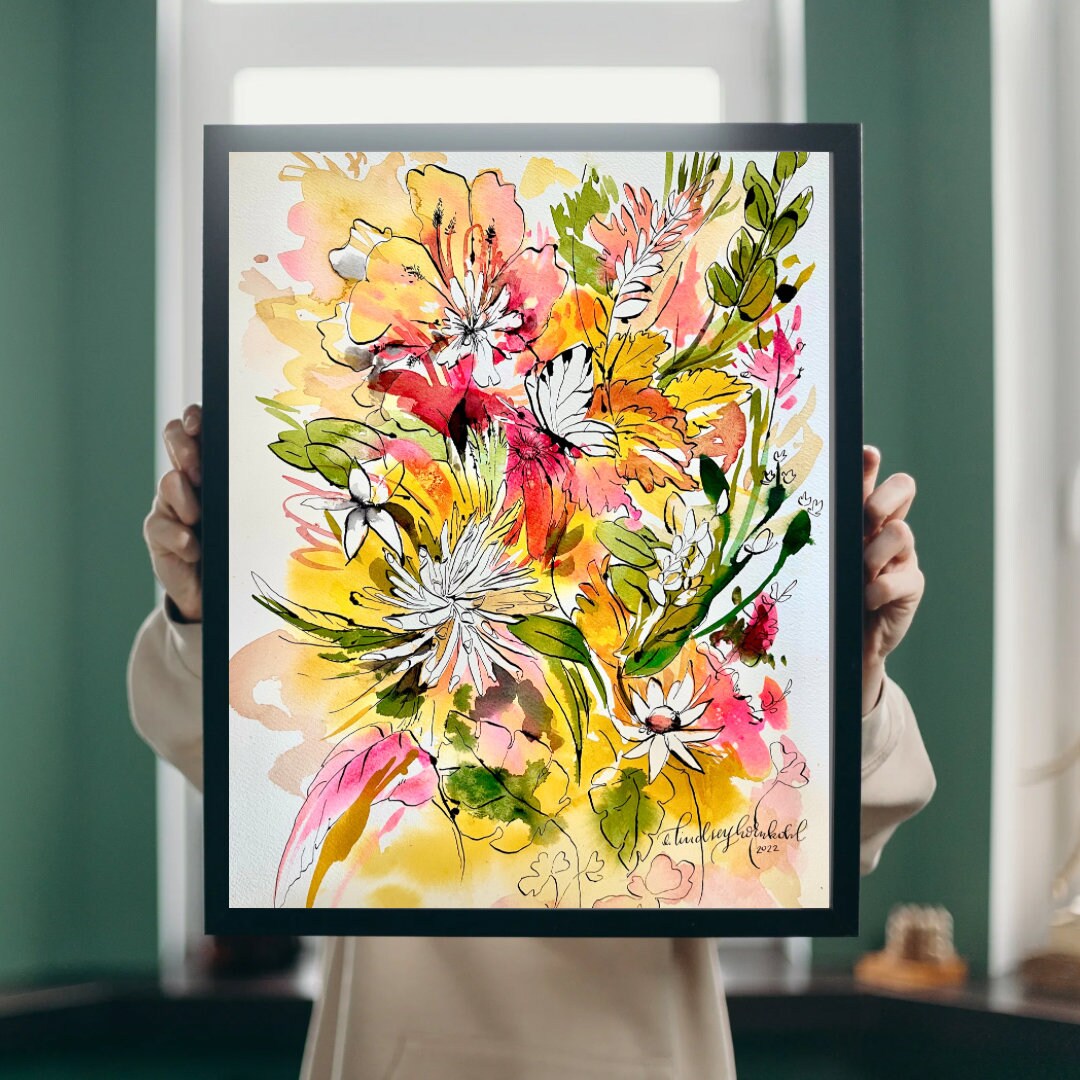 Summer Floral Watercolor 8x10" Giclee Print "summer Riot" - Etsy