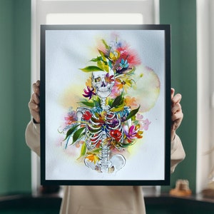 Flowering Skeleton Watercolor Giclee Print image 2