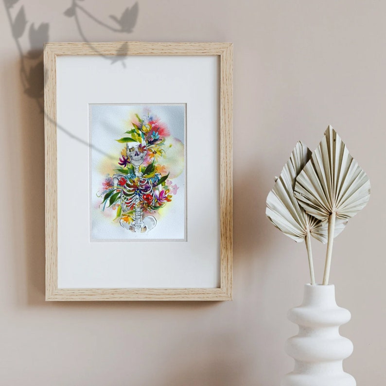 Flowering Skeleton Watercolor Giclee Print image 3