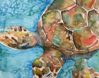 Sea Turtle Watercolor 8x10" Giclee Print