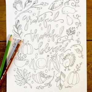 Thankful, Grateful, Blessed Coloring Page image 2