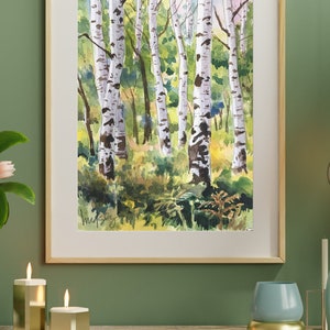 Aspen Landscape Tree Stand Utah Acuarela 8x10&quot; Giclee Print &quot;Álamos&quot;
