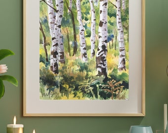 Aspen Landscape Tree Stand Utah Watercolor 8x10" Giclee Print "Aspens"