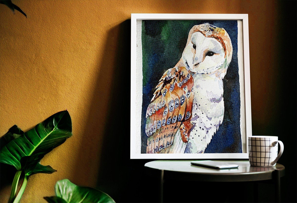 Barn Owl Watercolor 8x10" Giclee Print "Barn Owl"