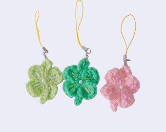 Crochet Clover Key Charm: Handmade Phone charm