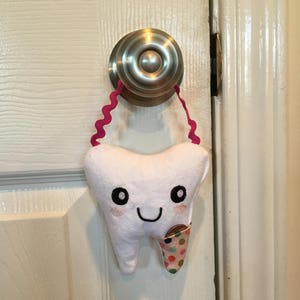 Tooth Fairy Pillow Loop on top to Hang on a Door Knob Tooth Kids birthday gift Tooth Pillow Boy Toothfairy Pillow Girl 画像 1