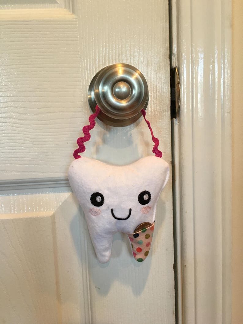 Tooth Fairy Pillow Loop on top to Hang on a Door Knob Tooth Kids birthday gift Tooth Pillow Boy Toothfairy Pillow Girl 画像 1