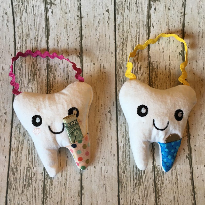 Tooth Fairy Pillow Loop on top to Hang on a Door Knob Tooth Kids birthday gift Tooth Pillow Boy Toothfairy Pillow Girl image 4