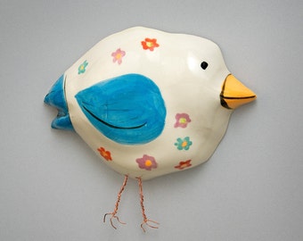 Wall Hanging Pottery Bird Decoration entitled Forget-Me-Not