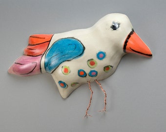 Pottery Bird Wall Decoration entitled Delbert