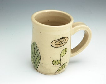 Doodle Mug with Hearts and Flowers