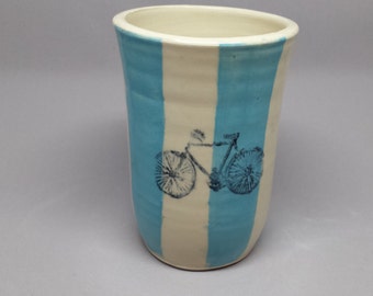 Blue Stripped Tumblesr with Bicycle Design