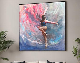 Dynamic Ballerina Canvas Print - Elegant Dance Art - Abstract Fluid Movement - Modern Wall Decor with Vibrant Colors