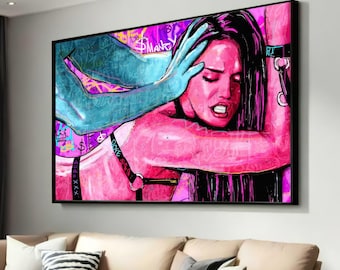 Djärv erotisk popkonst-canvas - Sensuell intim graffitiinspirerad konst - Livfull modern inredning för sovrum eller vardagsrum