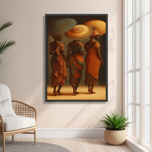 Elegant African Women Canvas, Ethnic Fashion Art, Traditional Attire Wall Art, Cultural Heritage Canvas, Home Decoration Artwork image 3