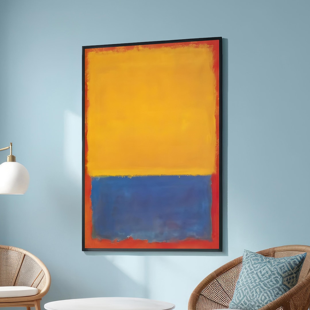 Yellow and Blue Abstract Canvas - Color Field Rothko Inspired Modern ...