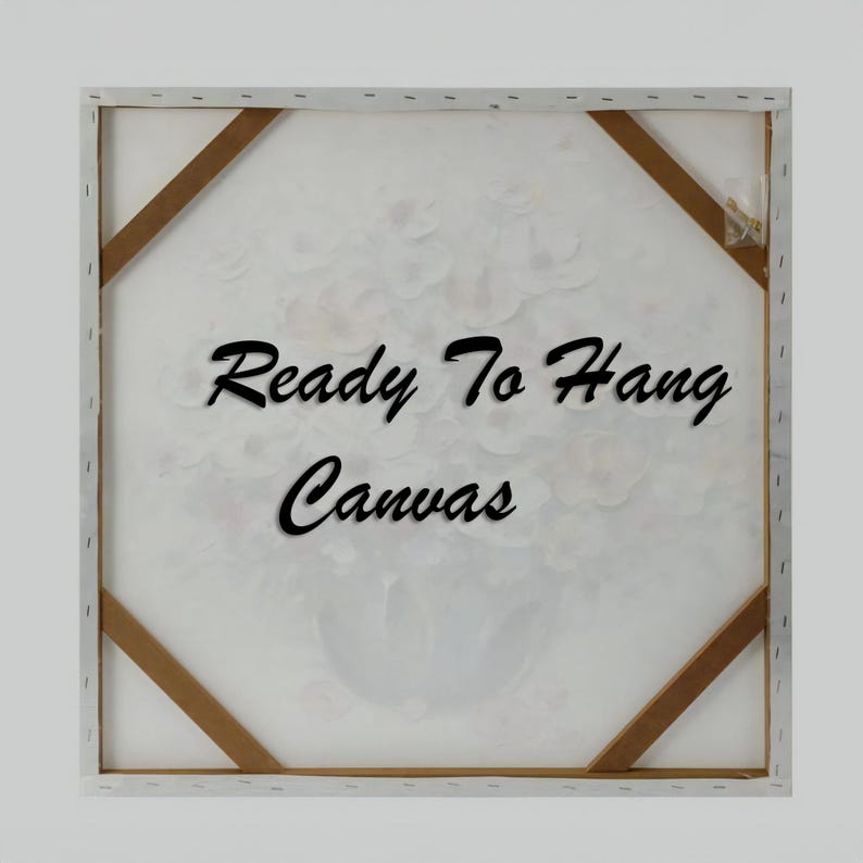 Pu&ograve; includere: Dipinto su tela bianca con un motivo floreale. Il retro della tela ha una cornice in legno e il testo "Ready To Hang Canvas".