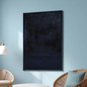 Abstrakte dunkelblaue Leinwand - Minimalistische Farbfeld Kunst - Moderne Wanddekoration für Wohnzimmer oder Büro