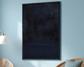 Lienzo abstracto azul oscuro - Arte minimalista de campos de color - Decoración moderna para la pared de la sala de estar o la oficina