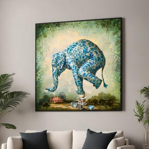 Surreal Elephant Canvas Print by Kevin Sloan - Whimsical Floral Pattern Art - Unique Animal Wall Decor - Dreamlike Modern Home Art