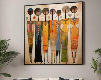 Abstract Figures Canvas Print - Vibrant Group Artwork - Contemporary Wall Decor - Unique Geometric Art