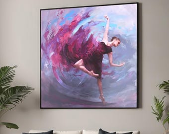 Elegant Ballerina in Motion Canvas Print - Dynamic Dance Art - Abstract Fluid Movement - Modern Wall Decor for Home