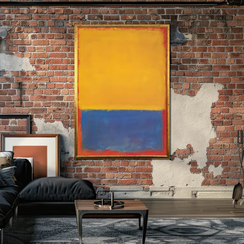 Yellow and Blue Abstract Canvas - Color Field Rothko Inspired Modern ...